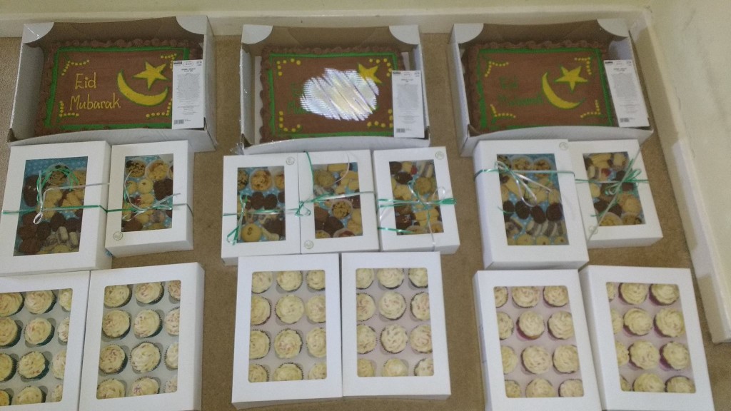 Special Eid cakes and biscuits donated to Hackney Migrant Centre, British Red Cross Destitute Centre and Spitalfield Crypt Trust for Homeless in June 2016